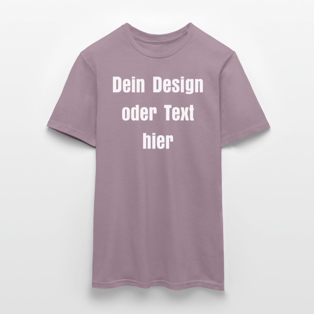 Männer T-Shirt - personalisierbare Vorder- und Rückseite - Lilagrau 