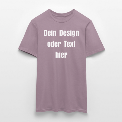 Männer T-Shirt - personalisierbare Vorder- und Rückseite - Lilagrau 