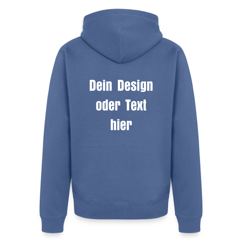 Männer Premium Kapuzenjacke - personalisierbare Vorder- und Rückseite - Taubenblau