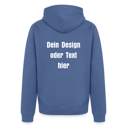 Männer Premium Kapuzenjacke - personalisierbare Vorder- und Rückseite - Taubenblau