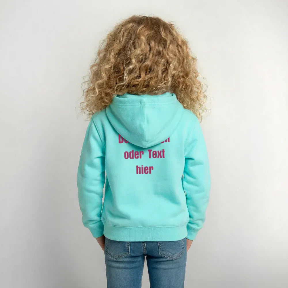 Kinder Hoodie - personalisierbare Vorder- und Rückseite - Pfefferminze