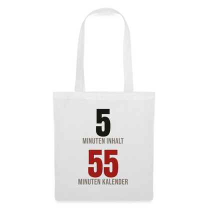 5 Minuten Inhalt, 55 Minuten Kalender Stoffbeutel, Farbe Weiß