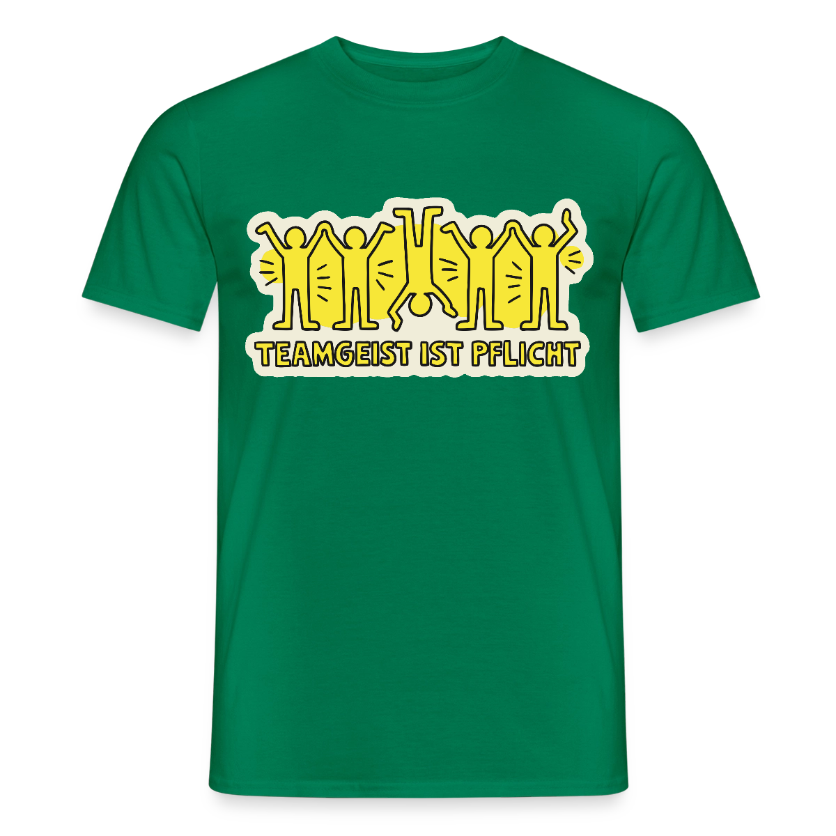 Teamgeist ist Pflicht. Pop-Art-Motiv Motiv-T-Shirt für Männer, Farbe Kelly Green
