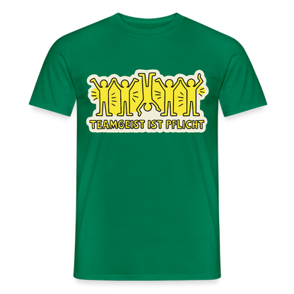 Teamgeist ist Pflicht. Pop-Art-Motiv Motiv-T-Shirt für Männer, Farbe Kelly Green