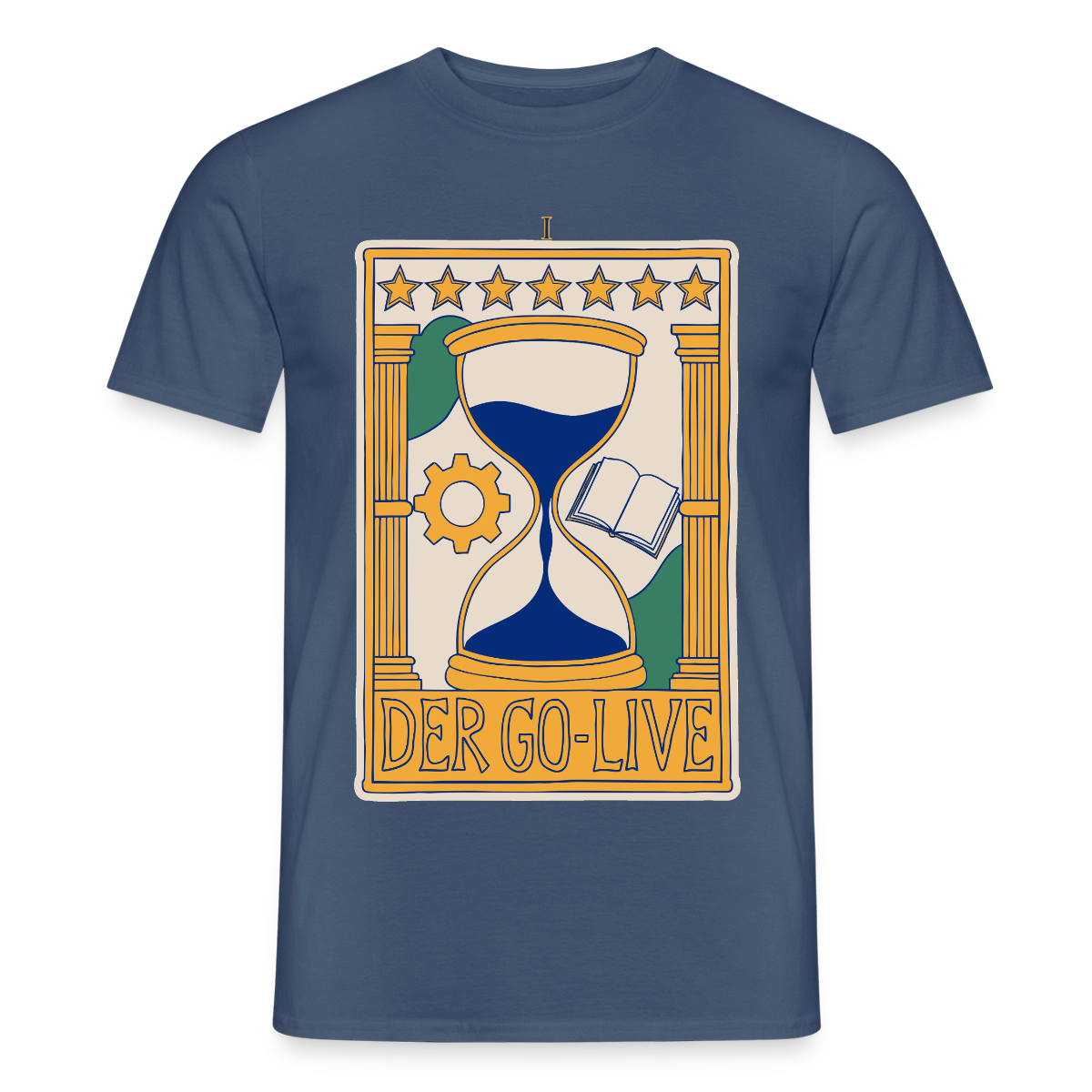 Der Go-Live. Tarot-Motiv Motiv-T-Shirt für Männer, Farbe Dunkles Denimblau