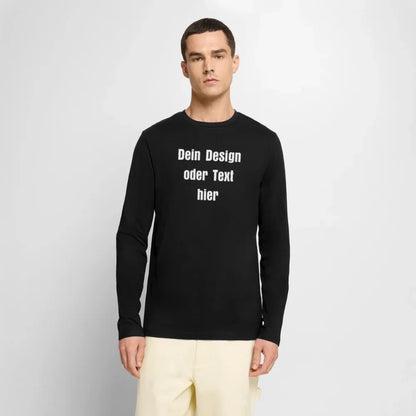Männer Premium Bio Langarmshirt - personalisierbare Vorder- und Rückseite - Schwarz