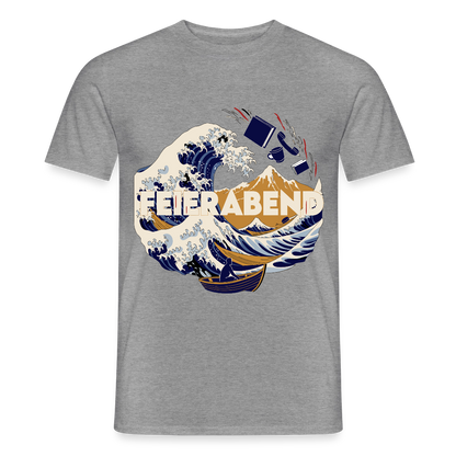 "Feierabend. Ukiyo-e-Motiv" Motiv-T-Shirt für Männer, Farbe Graphit meliert