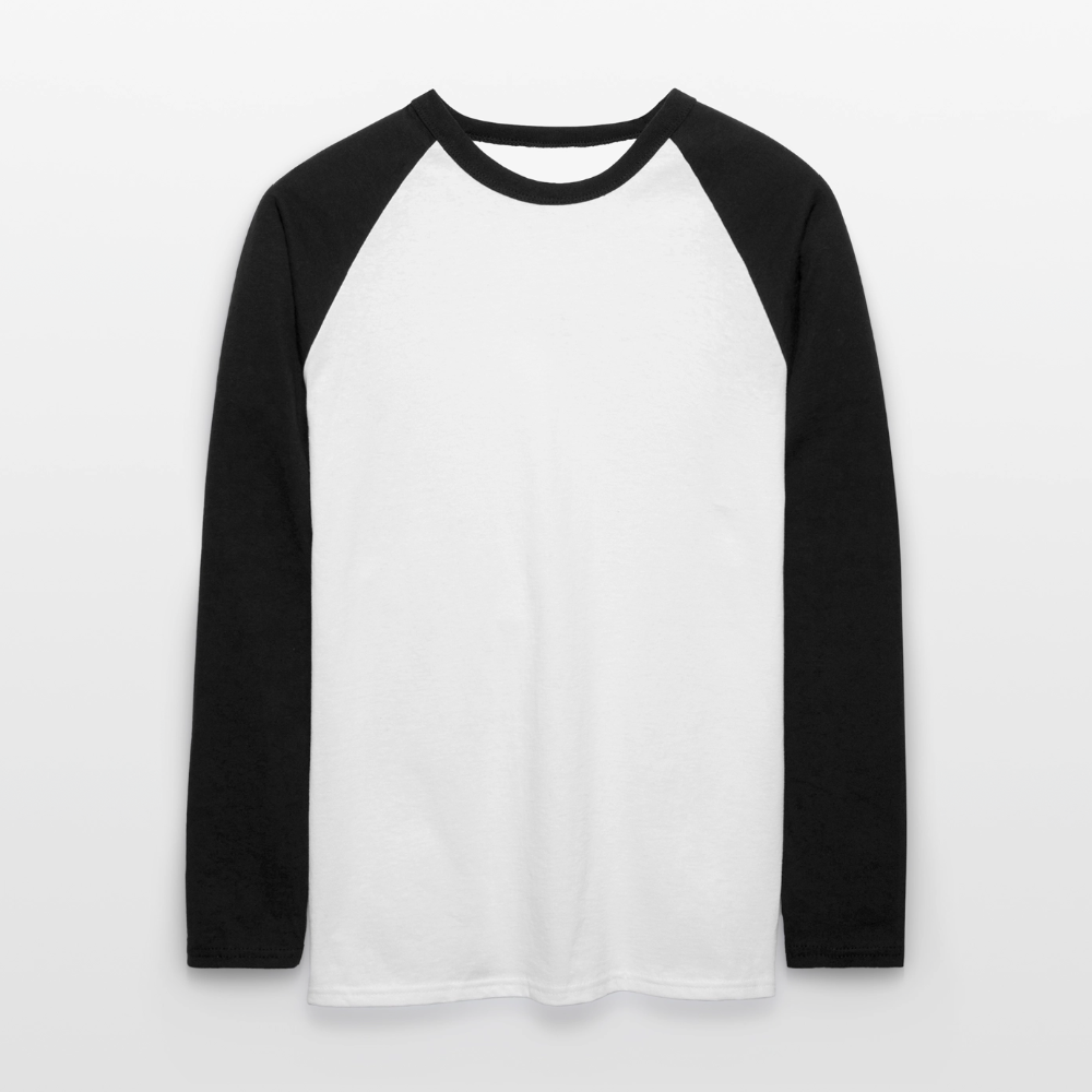 Männer Baseballshirt langarm - personalisierbare Vorder- und Rückseite - Weiß/Schwarz