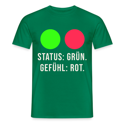 Status: grün. Gefühl: rot. Motiv-T-Shirt für Männer, Farbe Kelly Green