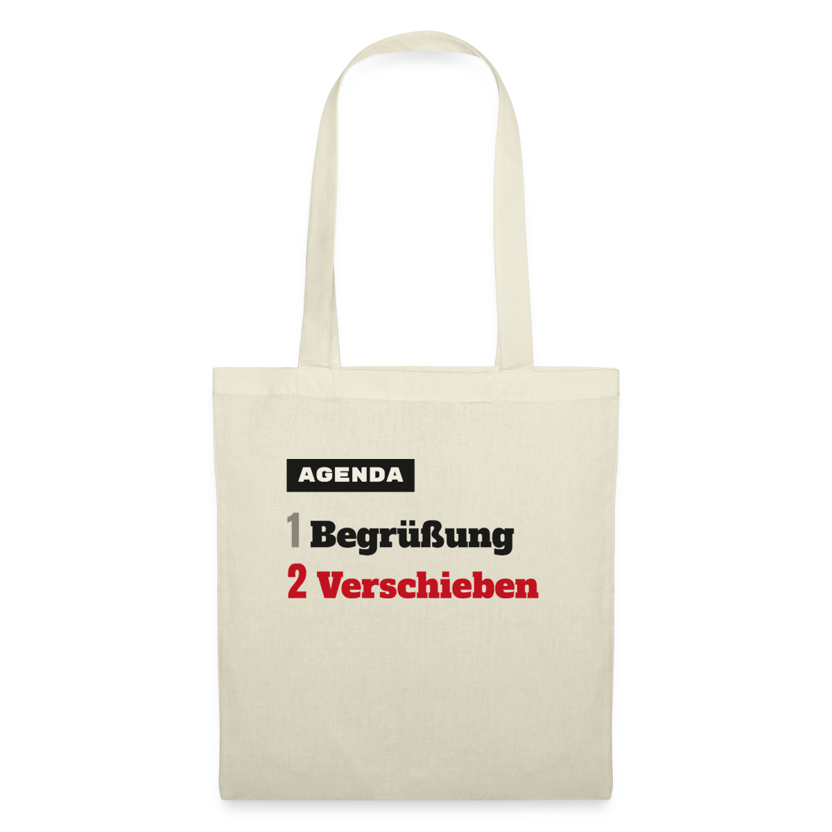 Agenda: 1 Begrüßung, 2 Verschieben Stoffbeutel, Farbe Natur