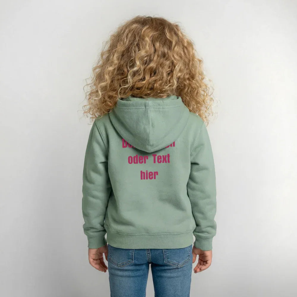 Kinder Hoodie - personalisierbare Vorder- und Rückseite - Graugrün