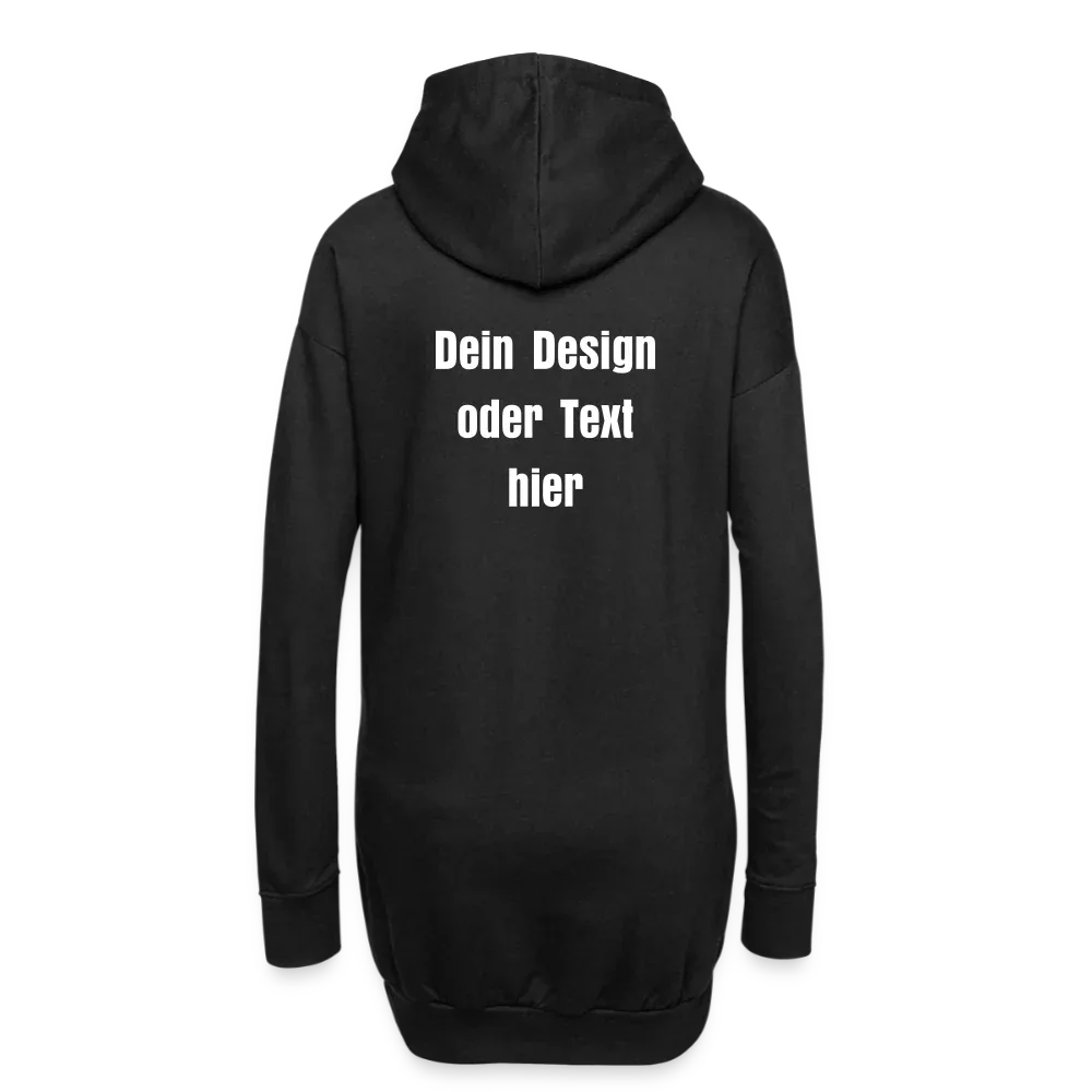 Hoodie-Kleid / Kapuzenpullover in Kleidlänge - personalisierbare Vorder- und Rückseite - Schwarz