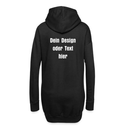 Hoodie-Kleid / Kapuzenpullover in Kleidlänge - personalisierbare Vorder- und Rückseite - Schwarz