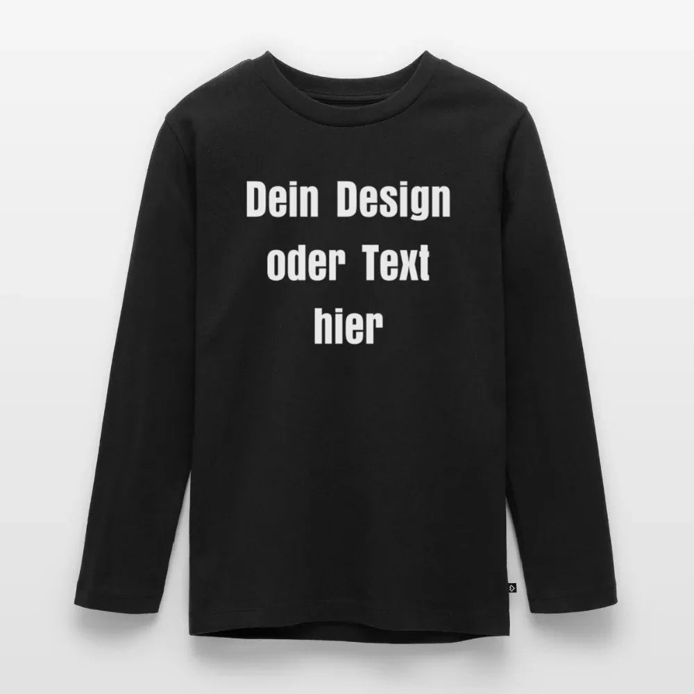 Teenager Premium Langarmshirt - personalisierbare Vorder- und Rückseite - Schwarz