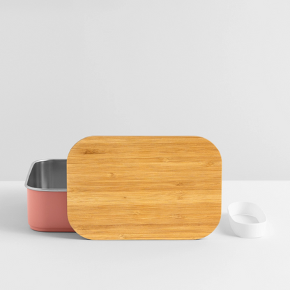 Lunch Box mit Bambusdeckel - personalisierbar - Hellrosa