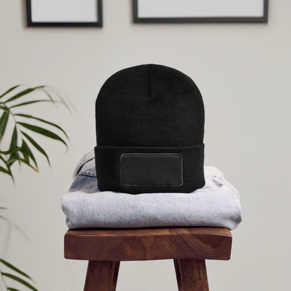 Recycelte Patch Beanie - personalisierbar - Schwarz