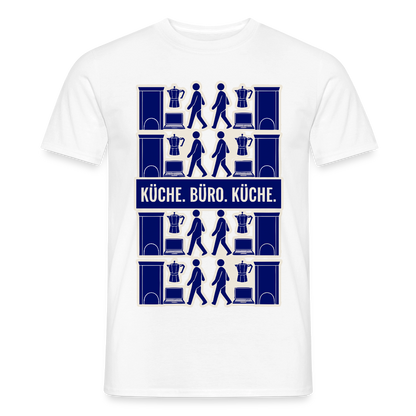 Küche. Büro. Küche. Motiv-T-Shirt für Männer, Farbe Weiß