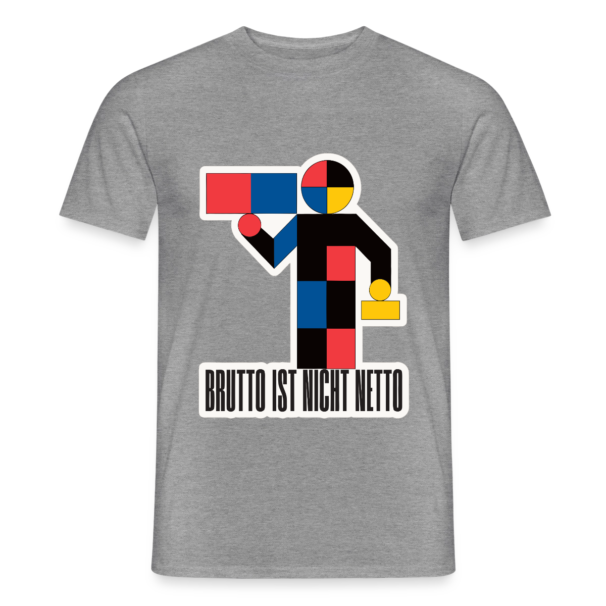 "Brutto ist nicht Netto. Bauhaus-Motiv" Motiv-T-Shirt für Männer, Farbe Graphit meliert