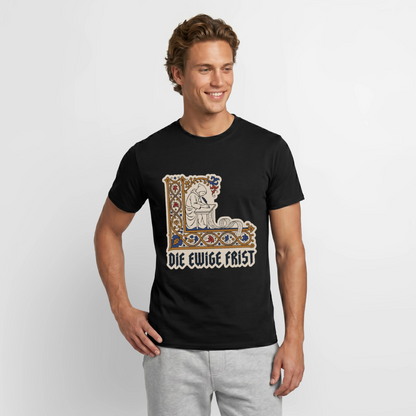 "Die ewige Frist. Buchmalerei-Motiv" Motiv-T-Shirt für Männer, Farbe Schwarz