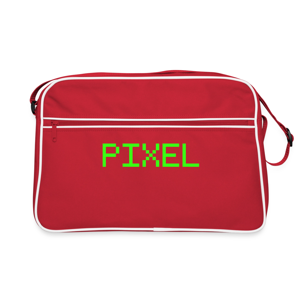 Pixel. Phosphor-Motiv Motiv-Retro-Tasche, Farbe Rot/Weiß