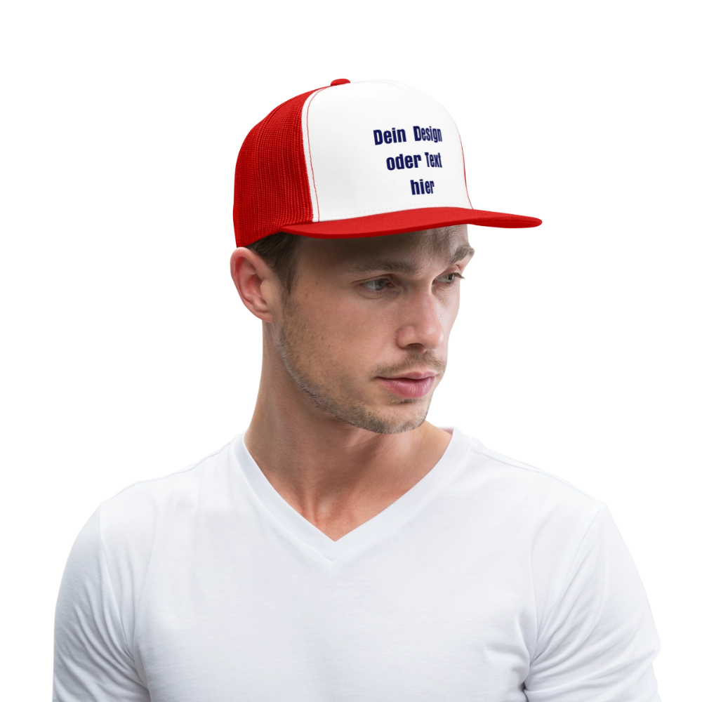Trucker Cap - personalisierbar - Weiß/Rot