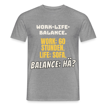 Balance: hä? Motiv-T-Shirt für Männer, Farbe Graphit meliert