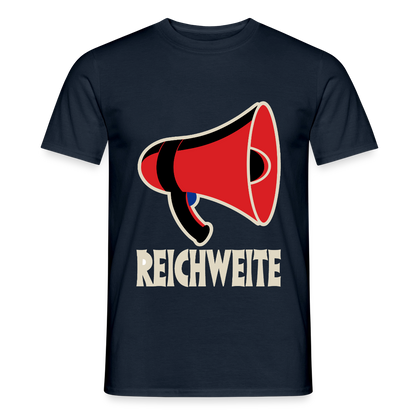 Reichweite. Sachplakat-Motiv Motiv-T-Shirt für Männer, Farbe Navy