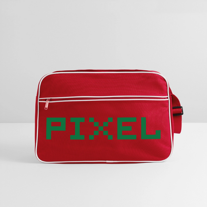 Retro Tasche mit Reißverschluss "PIXEL" - Rot/Weiß