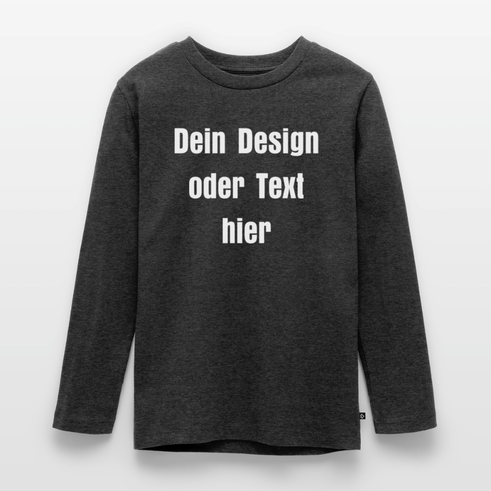 Teenager Premium Langarmshirt - personalisierbare Vorder- und Rückseite - Anthrazit meliert