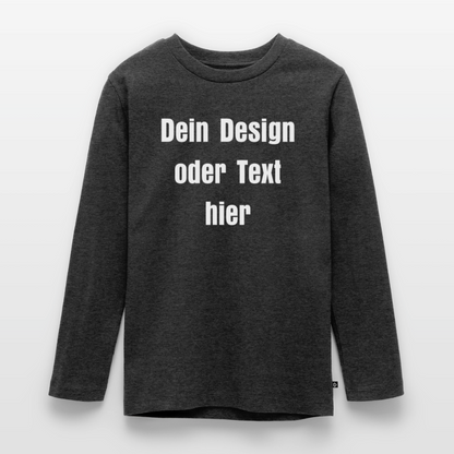 Teenager Premium Langarmshirt - personalisierbare Vorder- und Rückseite - Anthrazit meliert