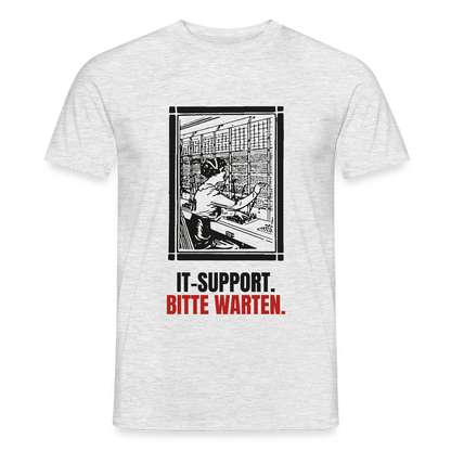 IT-Support. Bitte warten. Motiv-T-Shirt für Männer, Farbe Grau meliert, Model