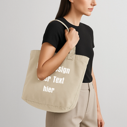 Vintage-Washed Shopper / Einkaufstasche im Vintage Stil - personalisierbar - Vintage Sand 