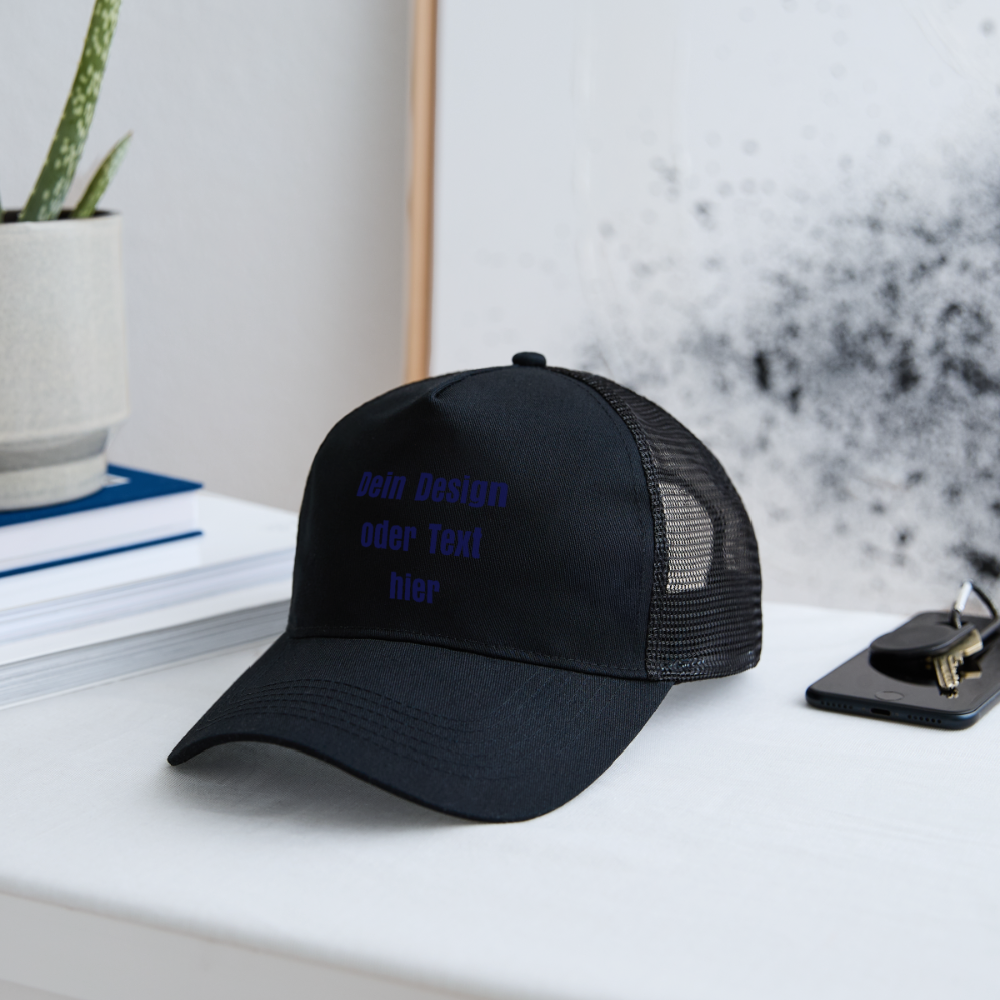 Trucker Cap - personalisierbar - Schwarz/Schwarz