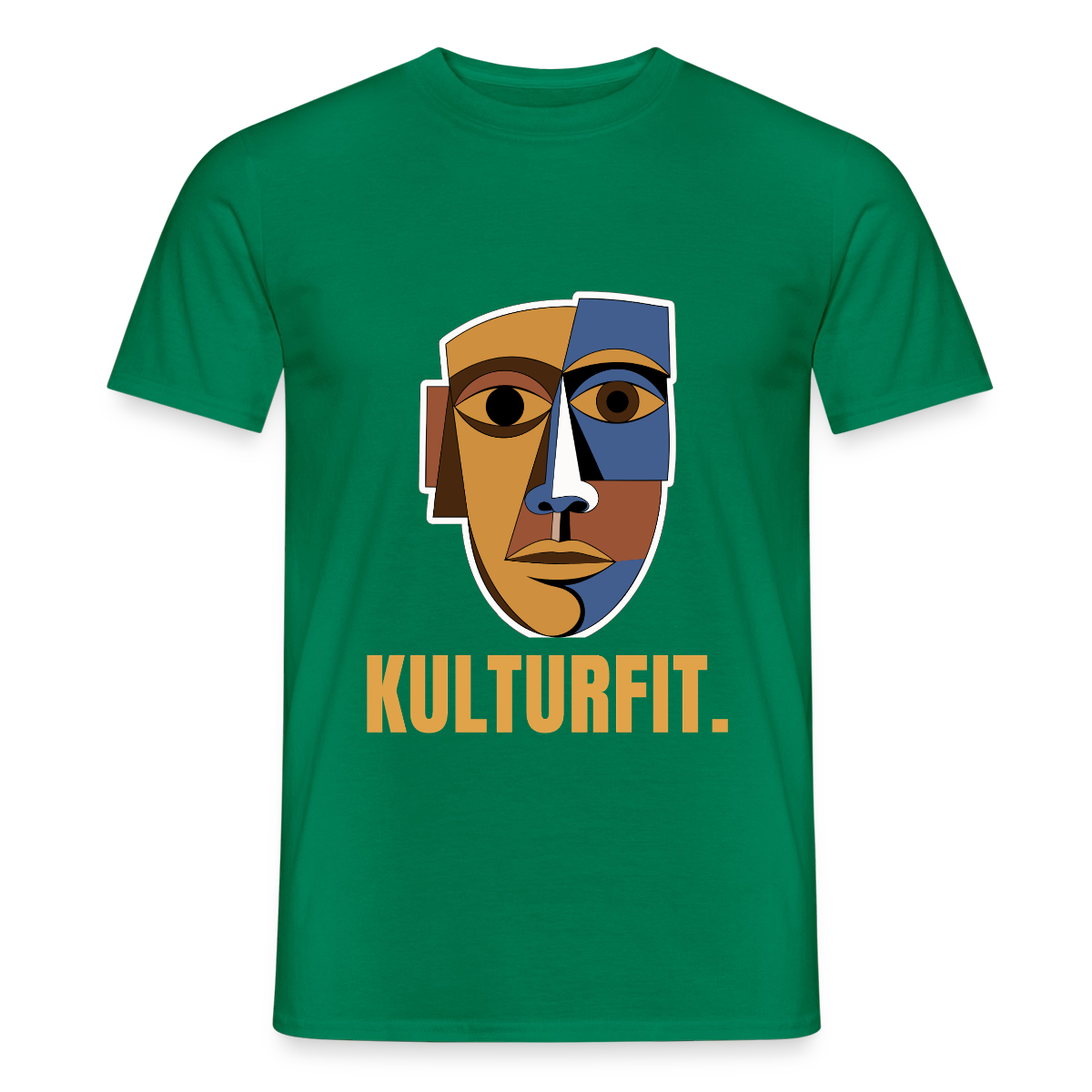 Kulturfit. Kubismus-Motiv Motiv-T-Shirt für Männer, Farbe Kelly Green