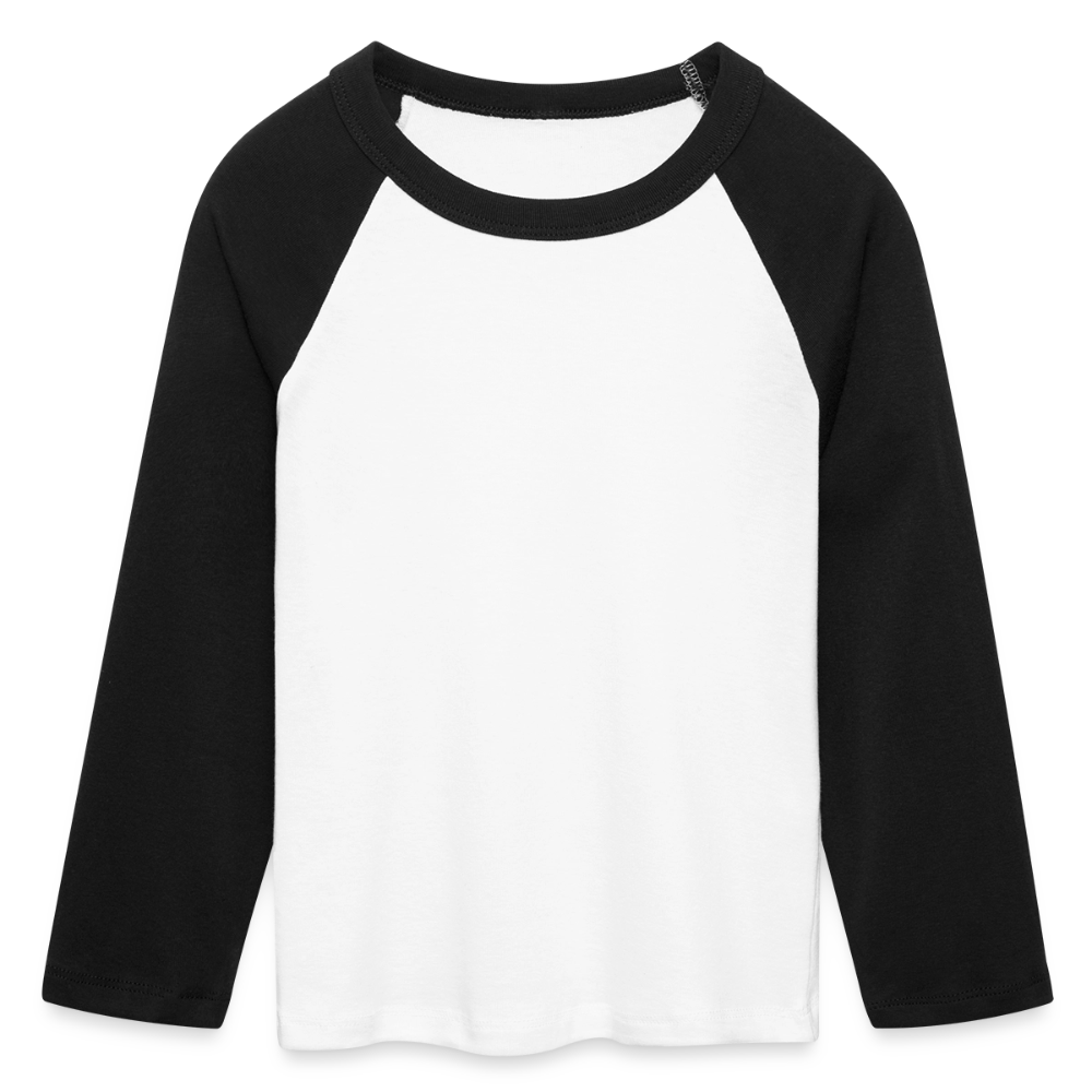 Frauen Cropped Baseball T-Shirt 3/4 Arm - personalisierbare Vorder- und Rückseite - Weiß/Schwarz
