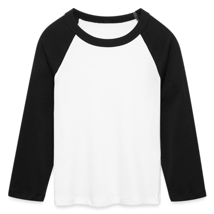 Frauen Cropped Baseball T-Shirt 3/4 Arm - personalisierbare Vorder- und Rückseite - Weiß/Schwarz