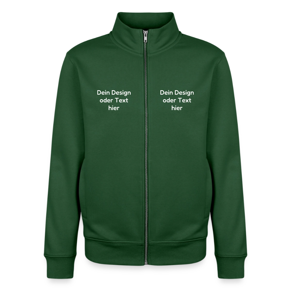 Pullover mit Zip-Kragen für Sie und Ihn (Unisex) - personalisierbare Vorder- und Rückseite - Flaschengrün