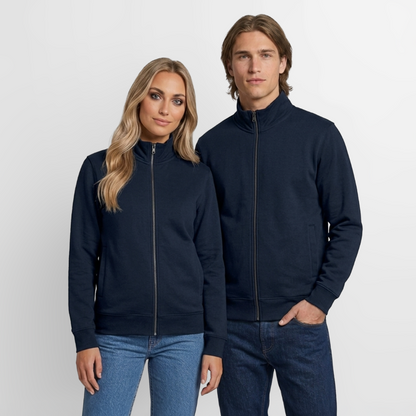 Pullover mit Zip-Kragen für Sie und Ihn (Unisex) - personalisierbare Vorder- und Rückseite - Navy