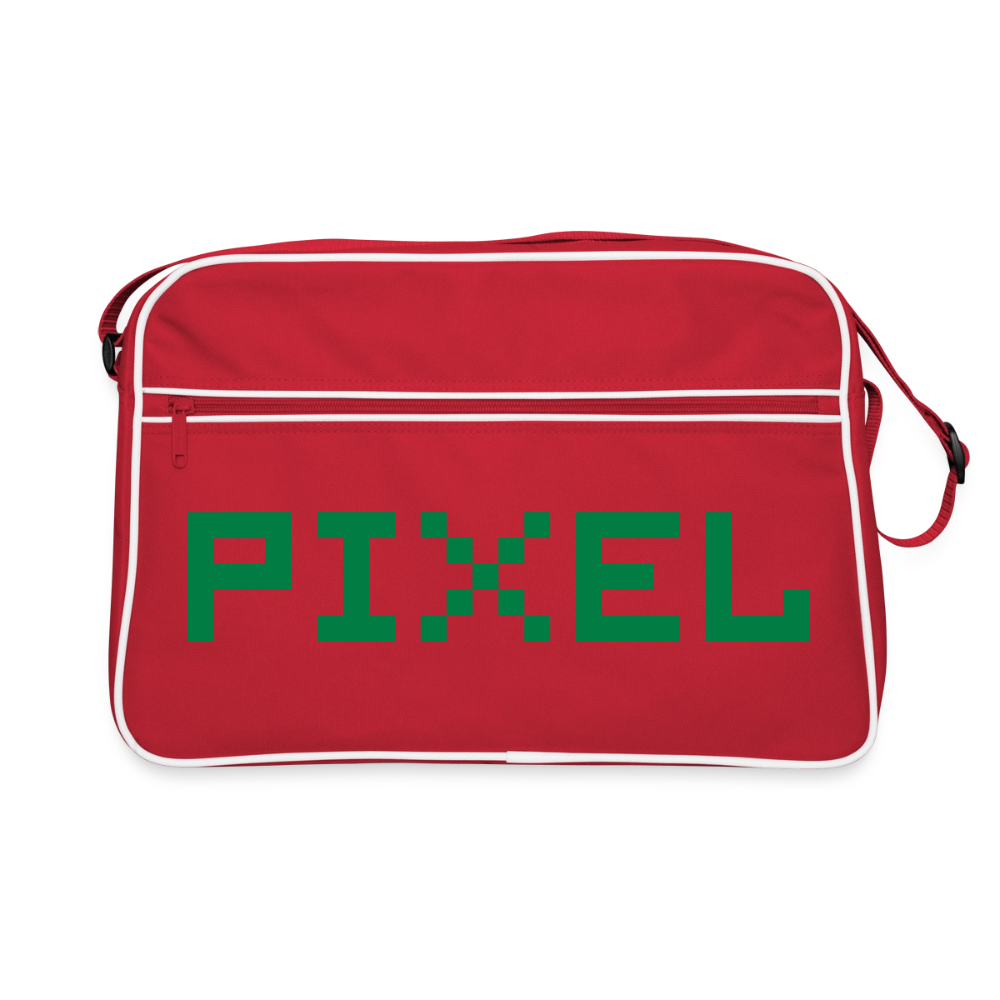 Retro Tasche mit Reißverschluss "PIXEL" - Rot/Weiß
