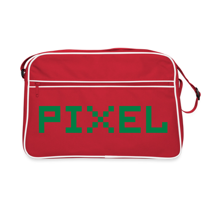 Retro Tasche mit Reißverschluss "PIXEL" - Rot/Weiß