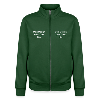 Pullover mit Zip-Kragen für Sie und Ihn (Unisex) - personalisierbare Vorder- und Rückseite - Flaschengrün