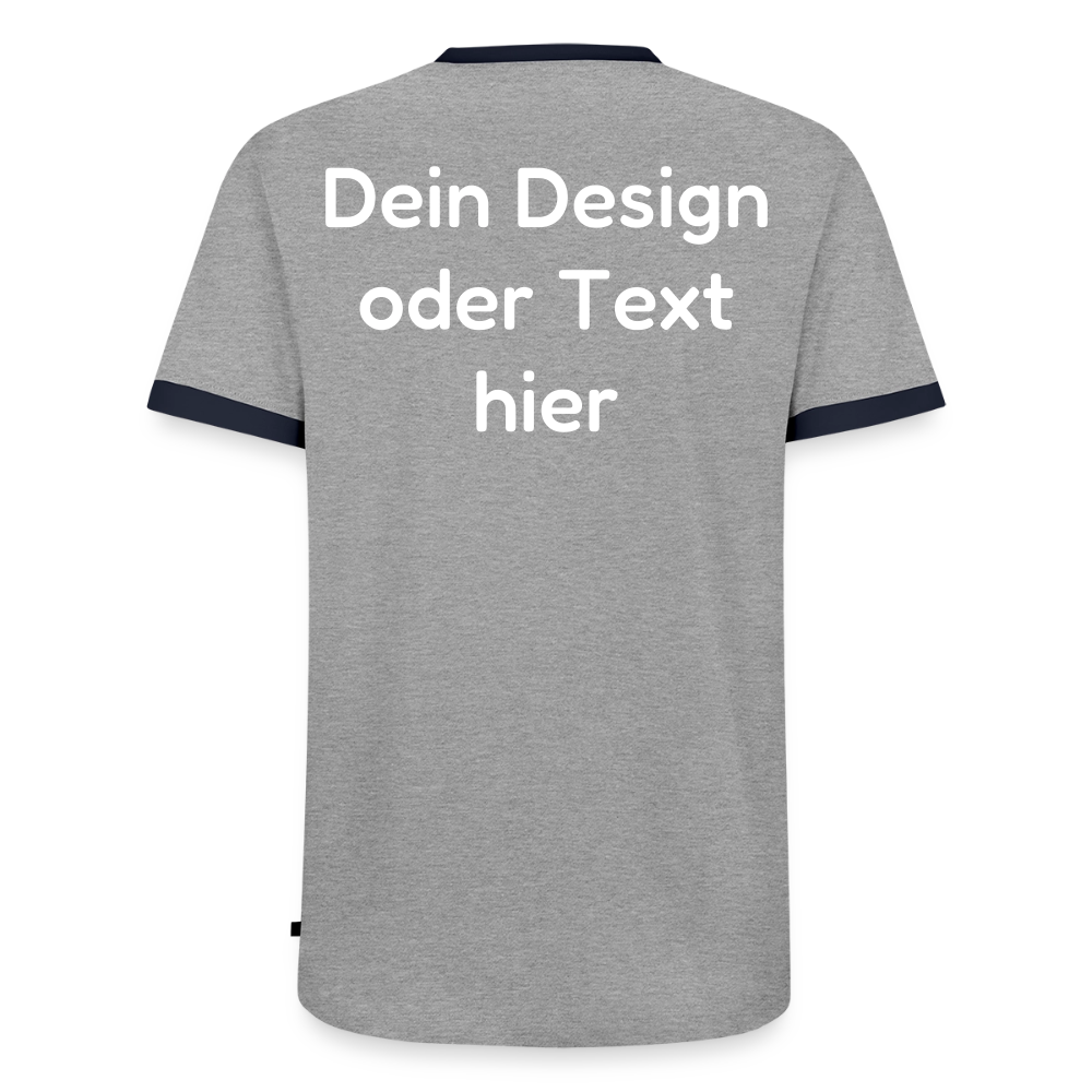 Männer Kontrast-T-Shirt - personalisierbare Vorder- und Rückseite - Grau/Navy 