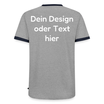 Männer Kontrast-T-Shirt - personalisierbare Vorder- und Rückseite - Grau/Navy 
