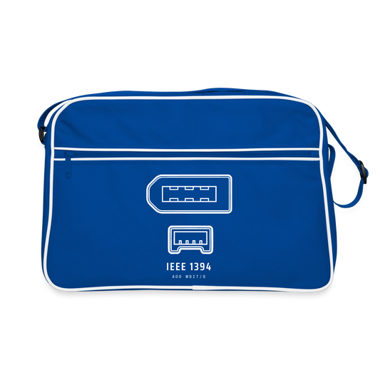 "IEEE 1394, 400 Mbit/s" Motiv-Retro-Tasche, Farbe Blau/Weiß