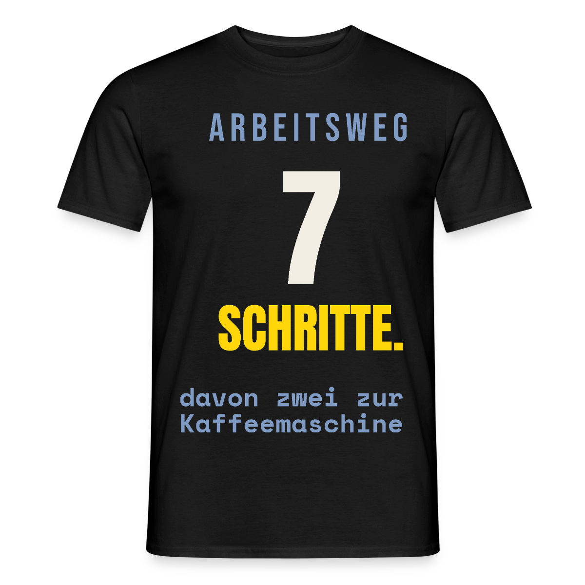 Arbeitsweg: sieben Schritte Motiv-T-Shirt für Männer, Farbe Schwarz