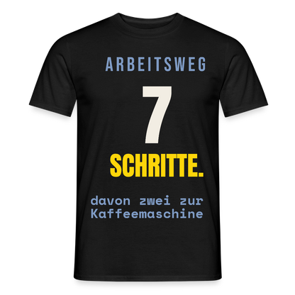 Arbeitsweg: sieben Schritte Motiv-T-Shirt für Männer, Farbe Schwarz