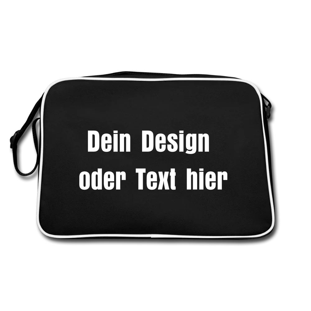 Retro Tasche mit Reißverschluss - personalisierbar - Schwarz/Weiß