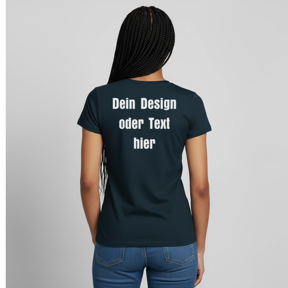 Frauen T-Shirt - personalisierbare Vorder- und Rückseite - Navy