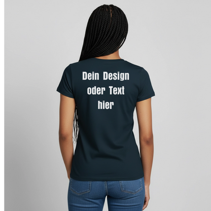 Frauen T-Shirt - personalisierbare Vorder- und Rückseite - Navy