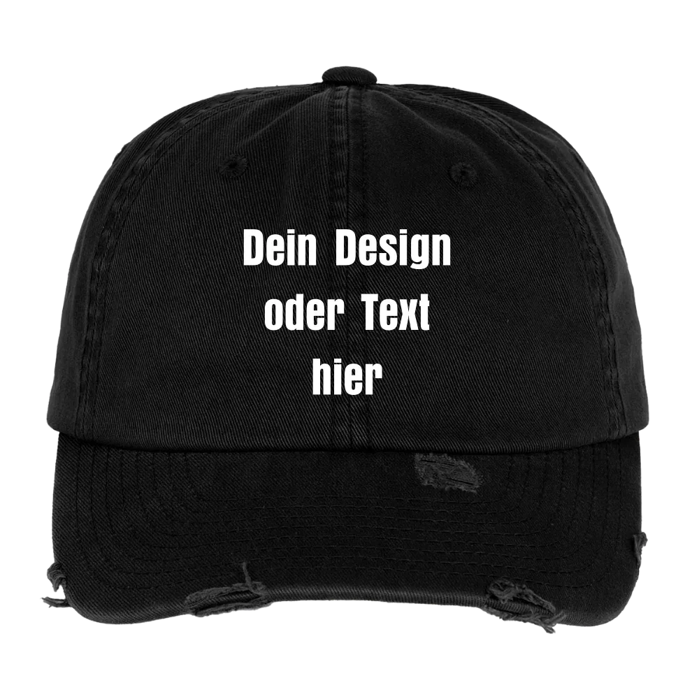 Low Profile Destroyed Cap - personalisierbar - Schwarz